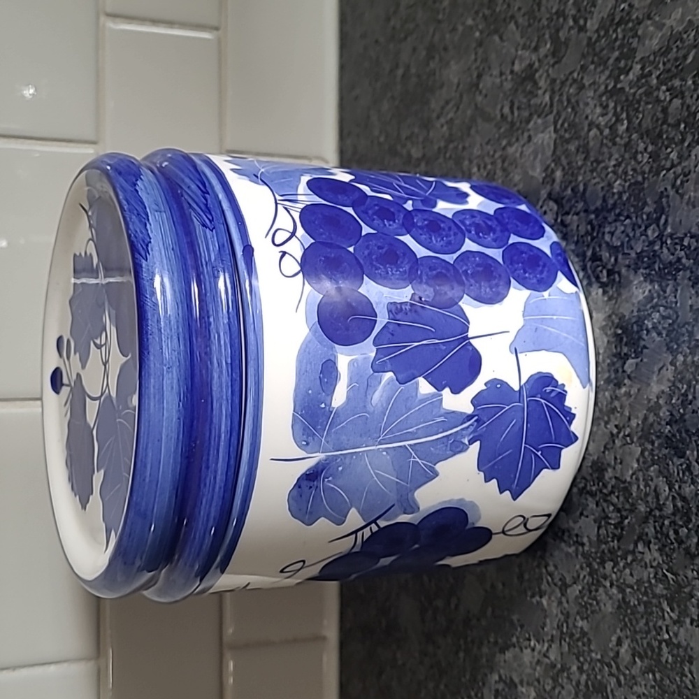 Handpainted Blue and White Cannister